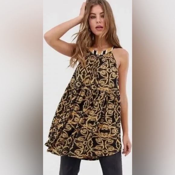 FREE PEOPLE MIMI PRINTED HALTER Tunic TOP - Picture 3 of 9